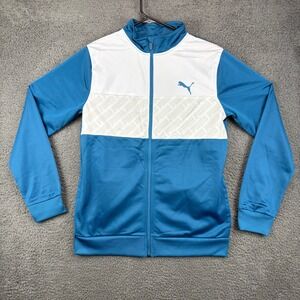 Puma Kids Track Jacket Blue White Full Zip Logo Athletic Sportswear‎ XL 18 20